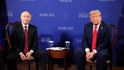 Trump had, before leaving for Alaska, said he was “not going to be happy” if a ceasefire was not reached at the end of the meeting. (REUTERS)