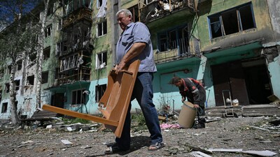 The aftermath of a Russian strike in Ukraine’s Donetsk region, Aug. 12, 2025.