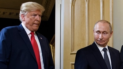 Russian President Vladimir Putin and US President Donald Trump before a meeting in Helsinki on July 16, 2018. (AFP) Russian President Vladimir Putin and US President Donald Trump before a meeting in Helsinki on July 16, 2018. (AFP)