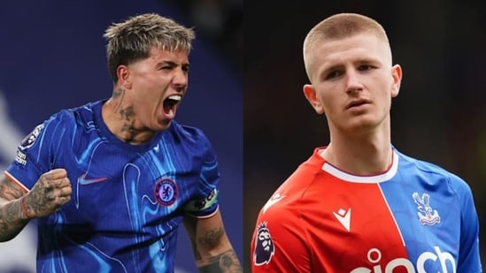Chelsea’s Enzo Fernandez and Palace’s Adam Wharton during last season’s fixture (ChelseaFC.com)