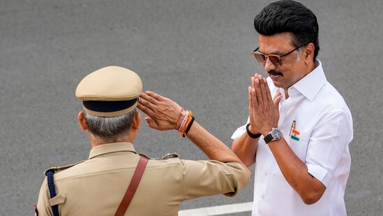 Chennai: Tamil Nadu Chief Minister M.K. Stalin during the 79th Independence Day celebration at the State Secretariat, in Chennai on August 15 (PTI)
