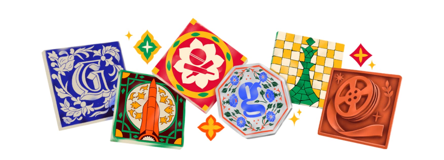 The word ‘GOOGLE’ is formed from six uniquely designed tiles, each representing a distinct regional style. (Google Doodle) The word ‘GOOGLE’ is formed from six uniquely designed tiles, each representing a distinct regional style. (Google Doodle)