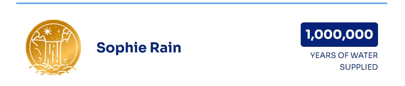 Screenshot of the Team Water site showing Sophie Rain's contribution. (https://teamwater.org/)