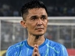 File picture of India football team skipper Sunil Chhetri greets his fans after the FIFA World Cup 2026 Asia qualifier against Kuwait at Kolkata’s Salt Lake Stadium on June 6, 2024. (AFP FILE)