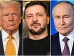 US President Donald Trump, Ukraine's President Volodymyr Zelensky and Russian President Vladimir Putin.