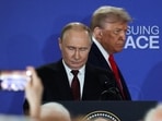 US President Donald Trump and Russian President Vladimir Putin hold a press conference following their meeting to negotiate an end to the war in Ukraine, at Joint Base Elmendorf-Richardson in Anchorage, Alaska.