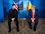 FILE PHOTO: Ukraine's President Volodymyr Zelensky (L) meets with US President Donald Trump on the sideline of the North Atlantic Treaty Organization (NATO) summit in The Hague. FILE PHOTO: Ukraine's President Volodymyr Zelensky (L) meets with US President Donald Trump on the sideline of the North Atlantic Treaty Organization (NATO) summit in The Hague.