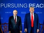 US President Donald Trump, during a meeting with Russian President Vladimir Putin, at Joint Base Elmendorf-Richardson, in Anchorage, Alaska