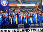 Team India players celebrating their last T20I series win against England earlier this year Team India players celebrating their last T20I series win against England earlier this year