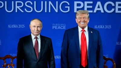 Russian President Vladimir Putin meets US President Donald Trump, in Alaska on Saturday. (X/@WhiteHouse ) Russian President Vladimir Putin meets US President Donald Trump, in Alaska on Saturday. (X/@WhiteHouse )