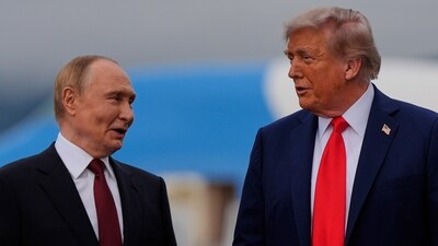 President Donald Trump talks with Russia's President Vladimir Putin Friday, Aug. 15, 2025, at Joint Base Elmendorf-Richardson, Alaska. (AP) President Donald Trump talks with Russia's President Vladimir Putin Friday, Aug. 15, 2025, at Joint Base Elmendorf-Richardson, Alaska. (AP)