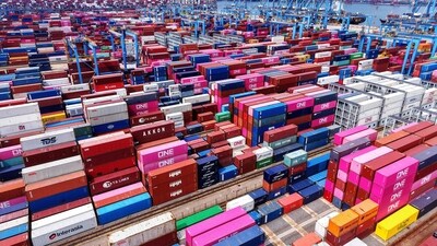 Containers are seen at the port in Qingdao, in China�s eastern Shandong province on August 11, 2025. (Photo by AFP) / China OUT (AFP) Containers are seen at the port in Qingdao, in China�s eastern Shandong province on August 11, 2025. (Photo by AFP) / China OUT (AFP)