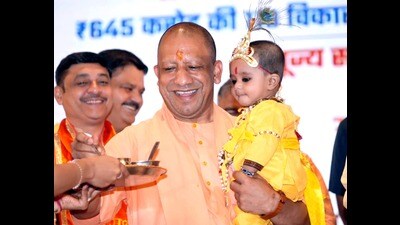 CM Yogi Adityanath at a function in Mathura on Saturday. (HT Photo) CM Yogi Adityanath at a function in Mathura on Saturday. (HT Photo)