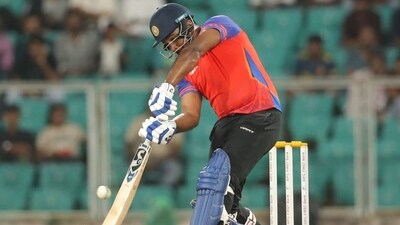 Sanju Samson in action during the KCA warm-up match. (X) Sanju Samson in action during the KCA warm-up match. (X)