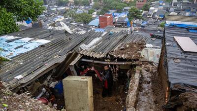 Mumbai, India - August 16, 2025: 2 people died in Mumbai after a landslide hit housing society in Jankalyan Society, Varsha Nagar, Vikhroli Park Site in Mumbai, India, on Saturday, August 16, 2025. (Photo by Satish Bate/ Hindustan Times) (Hindustan Times) Mumbai, India - August 16, 2025: 2 people died in Mumbai after a landslide hit housing society in Jankalyan Society, Varsha Nagar, Vikhroli Park Site in Mumbai, India, on Saturday, August 16, 2025. (Photo by Satish Bate/ Hindustan Times) (Hindustan Times)