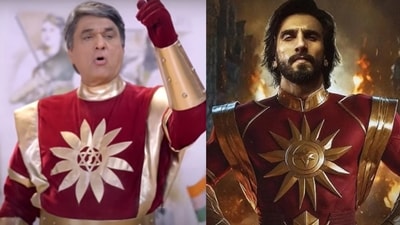 Mukesh Khanna as Shaktimaan and fan-art of Ranveer Singh as Shaktimaan Mukesh Khanna as Shaktimaan and fan-art of Ranveer Singh as Shaktimaan