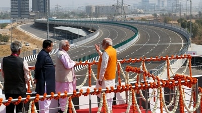 PM Modi will inaugurate four of the five packages of UER-II along with phases three and four of the Dwarka Expressway on Sunday afternoon. (ANI) PM Modi will inaugurate four of the five packages of UER-II along with phases three and four of the Dwarka Expressway on Sunday afternoon. (ANI)