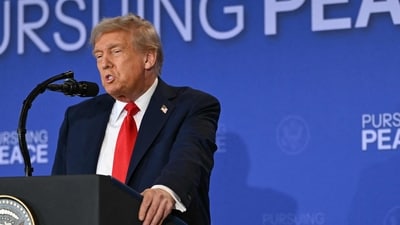 US President Donald Trump speaks during a joint press conference with Russian President Vladimir Putin. (AFP) US President Donald Trump speaks during a joint press conference with Russian President Vladimir Putin. (AFP)