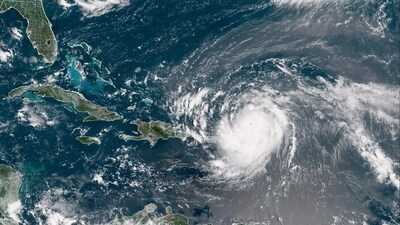 The storm was about 175 miles (285 km) northeast of San Juan, Puerto Rico, with maximum sustained winds of 160 mph (260 km/h). (Photo by Handout / NOAA / AFP) The storm was about 175 miles (285 km) northeast of San Juan, Puerto Rico, with maximum sustained winds of 160 mph (260 km/h). (Photo by Handout / NOAA / AFP)