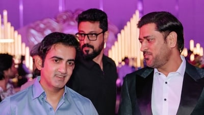 Gautam Gambhir and MS Dhoni spotted in a single frame. (House of Events - Instagram) Gautam Gambhir and MS Dhoni spotted in a single frame. (House of Events - Instagram)