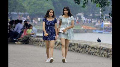 Walkers enjoying the pleasant weather at Sukhna Lake in Chandigarh on Saturday. (Sant Arora/HT)