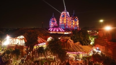 Temples across Delhi-NCR are lit-up to celebrate Krishna Janmashtami with great fervour. (Photo: Sanchit Khanna/HT (For representational purpose only))