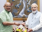 Prime Minister Narendra Modi tweeted this picture on NDA announcing Maharashtra Governor CP Radhakrishnan as its candidate for the Vice Presidential election, on Sunday. Prime Minister Narendra Modi tweeted this picture on NDA announcing Maharashtra Governor CP Radhakrishnan as its candidate for the Vice Presidential election, on Sunday.