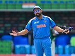 India's captain Rohit Sharma reacts after the toss before the start of a ICC Champions Trophy match India's captain Rohit Sharma reacts after the toss before the start of a ICC Champions Trophy match