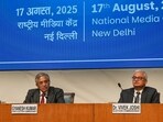 Chief Election Commissioner Gyanesh Kumar with Election Commissioners Sukhbir Singh Sandhu and Vivek Joshi addresses a press conference, in New Delhi, Sunday, Aug. 17, 2025. Chief Election Commissioner Gyanesh Kumar with Election Commissioners Sukhbir Singh Sandhu and Vivek Joshi addresses a press conference, in New Delhi, Sunday, Aug. 17, 2025.