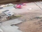 The incident was captured on a CCTV that showed a car running over a man in white T-shirt and then fleeing from the spot. The incident was captured on a CCTV that showed a car running over a man in white T-shirt and then fleeing from the spot.