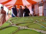 An official briefs PM Narendra Modi and road transport minister Nitin Gadkari about the new routes; CMs Rekha Gupta and Nayab Singh Saini, of Delhi and Haryana respectively, are also seen. An official briefs PM Narendra Modi and road transport minister Nitin Gadkari about the new routes; CMs Rekha Gupta and Nayab Singh Saini, of Delhi and Haryana respectively, are also seen.