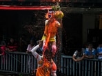 Govindas break the Dahi Handi by forming a human pyramid on the occasion of Gokulashtami festival in Mumbai, India. Aug 16, 2025. Govindas break the Dahi Handi by forming a human pyramid on the occasion of Gokulashtami festival in Mumbai, India. Aug 16, 2025.