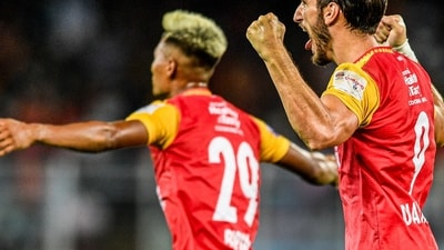 Dimitrios Diamantakos scored both goals for East Bengal, the first being a penalty in the first-half. (X)
