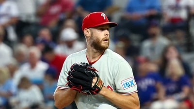 Philadelphia Phillies starting pitcher Zack Wheeler is away from the game due to a blood clot in 'upper right extremity'. (IMAGN IMAGES via Reuters Connect)