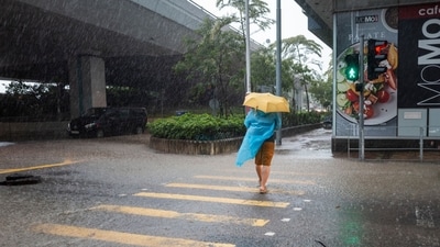 Heavy rains have also battered other parts of the country, with Hong Kong seeing historic downpours. (Bloomberg)