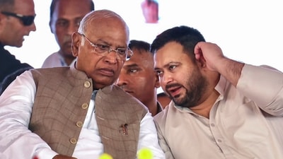 Congress President Mallikarjun Kharge and LoP in the Bihar Assembly and RJD leader Tejashwi Yadav during the 'Voter Adhikar Yatra', in Sasaram. (@INCIndia) Congress President Mallikarjun Kharge and LoP in the Bihar Assembly and RJD leader Tejashwi Yadav during the 'Voter Adhikar Yatra', in Sasaram. (@INCIndia)