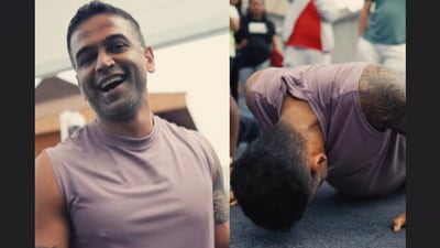 Nithin Kamath impressed internet as he emerged victorious in a push-up contest. (Instagram/kmr_dilip) Nithin Kamath impressed internet as he emerged victorious in a push-up contest. (Instagram/kmr_dilip)