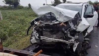 As per PTI news agency, the accident resulted in a traffic jam on the highway. (Screengrab) (X/@PTI) As per PTI news agency, the accident resulted in a traffic jam on the highway. (Screengrab) (X/@PTI)