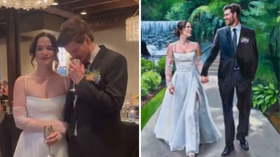 The bride wanted to pay special tribute to two important people in the groom's life through the painting. (Instagram/paintedbydianna)