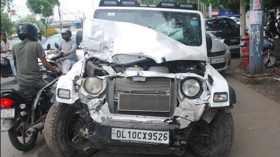 The Mahindra Thar involved in the accident. (HT Photo)