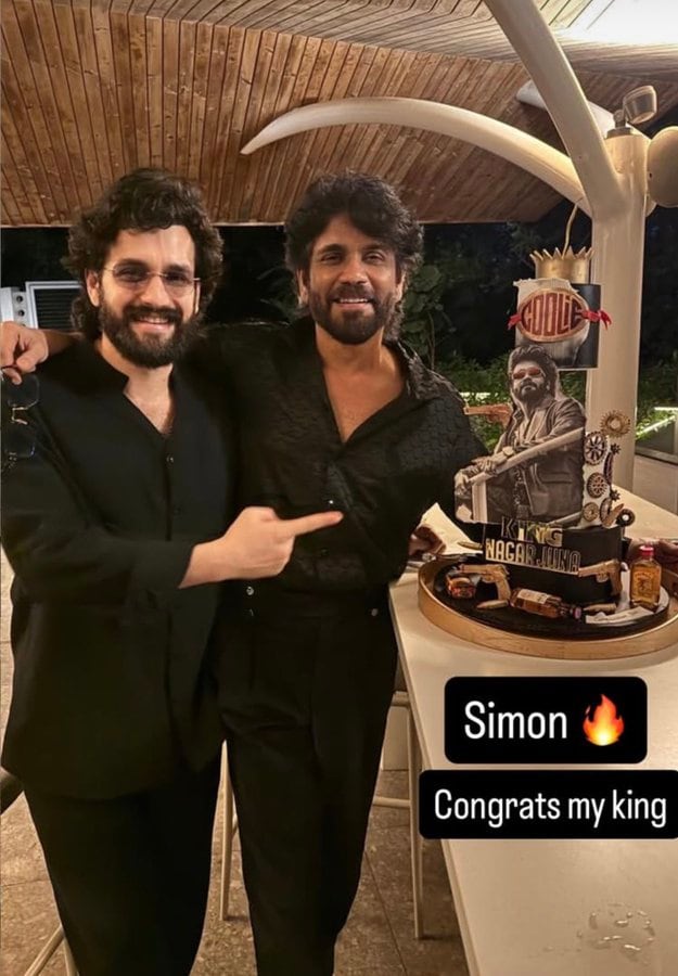 Taking to his Instagram Stories, Akhil shared a picture with Nagarjuna. Taking to his Instagram Stories, Akhil shared a picture with Nagarjuna.