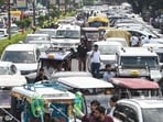 A view of traffic jam in the Civil Lines area (Anil Kumar Maurya) A view of traffic jam in the Civil Lines area (Anil Kumar Maurya)