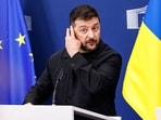 Ukraine's President Volodymyr Zelensky attends a joint press conference with European Commission President in Brussels.