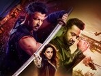 Hrithik Roshan, Jr NTR and Kiara Advani's still from War 2. Hrithik Roshan, Jr NTR and Kiara Advani's still from War 2.