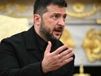 Ukrainian President Volodymyr Zelensky speaks during a meeting with US President Donald Trump in the Oval Office of the White House in Washington, DC, on August 18, 2025.