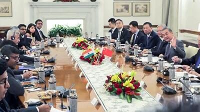 External affairs minister S Jaishankar at a meeting with Chinese foreign minister Wang Yi in New Delhi on Monday. (ANI Grab) External affairs minister S Jaishankar at a meeting with Chinese foreign minister Wang Yi in New Delhi on Monday. (ANI Grab)