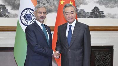 External affairs minister S Jaishankar with Chinese Foreign Minister Wang Yi in Beijing on July 14. (AP Photo) External affairs minister S Jaishankar with Chinese Foreign Minister Wang Yi in Beijing on July 14. (AP Photo)