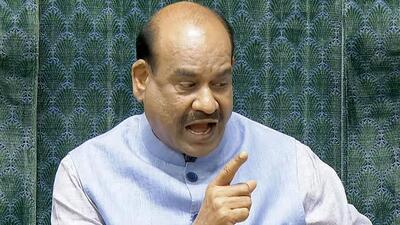 Lok Sabha Speaker Om Birla conducts the proceedings of the House during the Monsoon Session of Parliament, in New Delhi on Monday. (Sansad TV) Lok Sabha Speaker Om Birla conducts the proceedings of the House during the Monsoon Session of Parliament, in New Delhi on Monday. (Sansad TV)