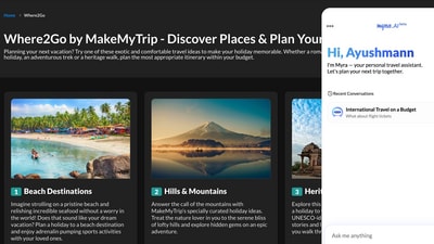 MakeMyTrip’s Myra chatbot is a promising addition to the platform, showing how AI can streamline the holiday planning process. (HT Tech) MakeMyTrip’s Myra chatbot is a promising addition to the platform, showing how AI can streamline the holiday planning process. (HT Tech)