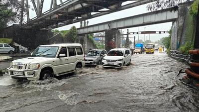 Navi Mumbai, India - Aug. 18, 2025:Water logging at Panvel in Navi Mumbai, India, on Monday, August 18, 2025. (Photo by Bachchan Kumar/ HT PHOTO) (HT PHOTO) Navi Mumbai, India - Aug. 18, 2025:Water logging at Panvel in Navi Mumbai, India, on Monday, August 18, 2025. (Photo by Bachchan Kumar/ HT PHOTO) (HT PHOTO)